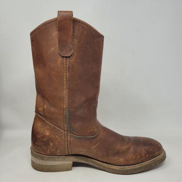 VTG Red Wing Boots 8B Pecos Western Brown Leather Safety Toe Work Nailseat 2265 - Picture 6 of 15